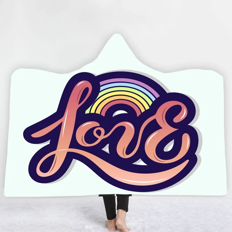 

Fashion Printing Hooded Blanket European and American Style Series Double Thickening Sports Household Blanket Lazy Blanket