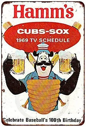 Новый жестяной знак Joeaney алюминиевый ретро 1969 Cubs белый Сокс Хамм пиво винтажный