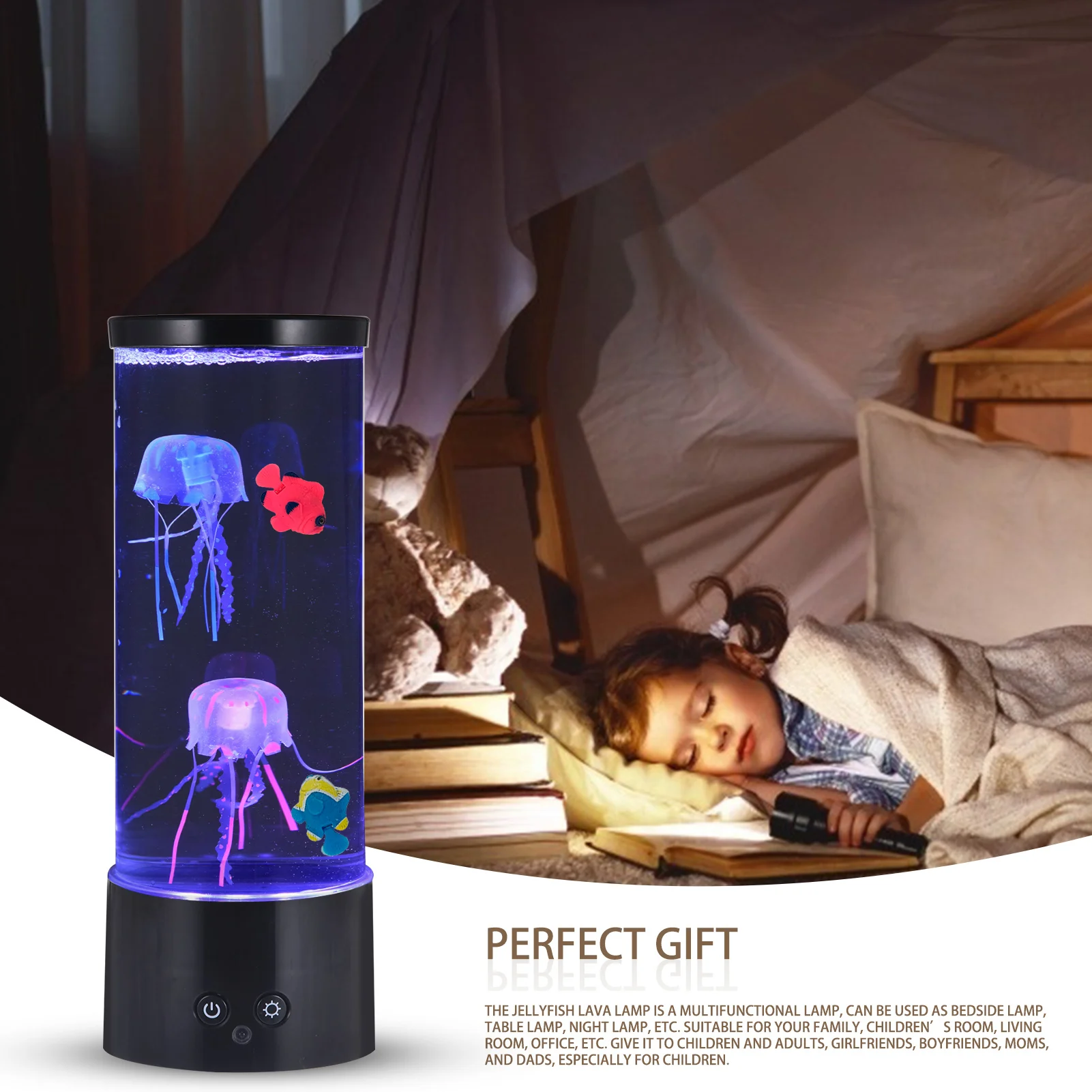 

LED Jellyfish Aquarium Lamp Bedside Night Light 16 Color Changing Amazing Led Lamp With Exquisite Dancing Jellyfish Mood Lights