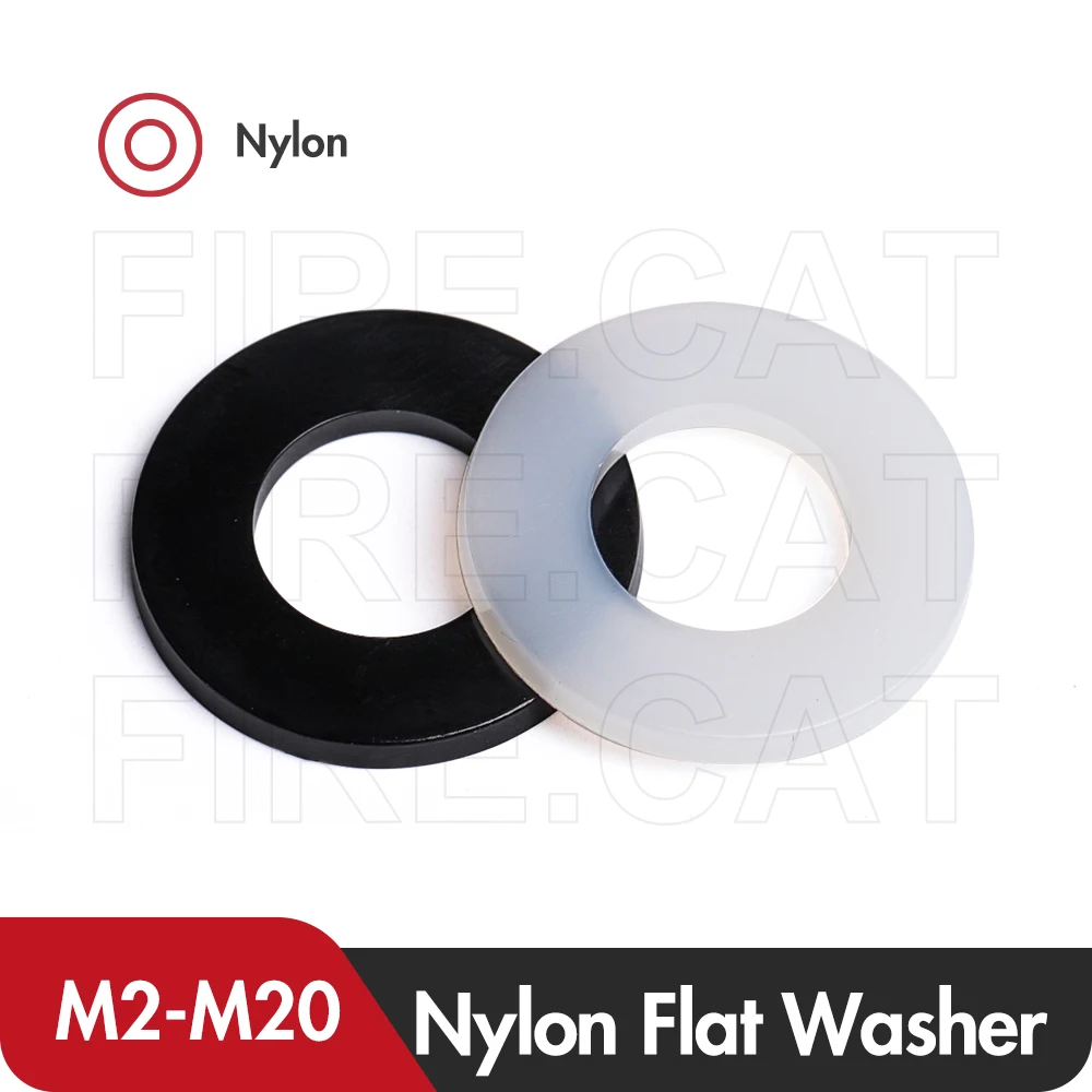 

Nylon Flat Washers White Black Plastic Pad Washer Spacer from M2 to M20 High Quality Ring Seals Joints Gaskets Spacers for Bolt