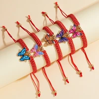fashion girls handmade red rope butterfly bracelet for women pendant woven string adjustable jewelry party friendship gifts new