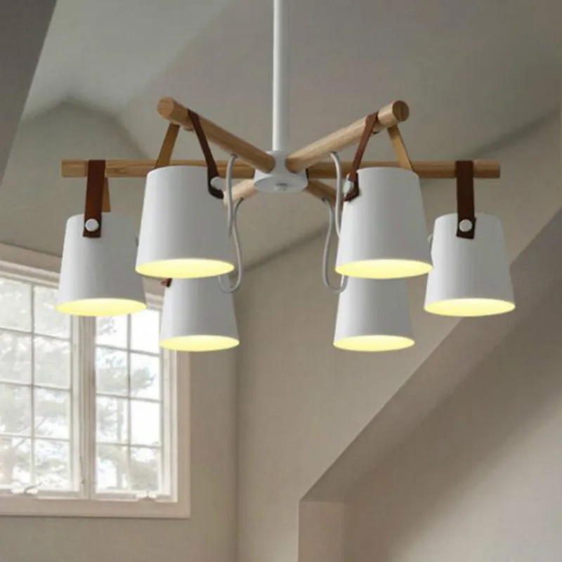 

North European living room lighting creative Japanese style simple dining room bedroom study log belt pendant lights lamp LB1238