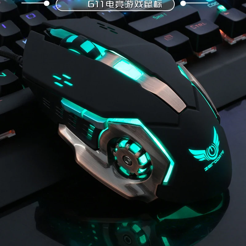 Фото Профессиональная игровая проводная мышь 8D 3200DPI, регулируемая Проводная оптическая светодиодная компьютерная мышь, USB-кабель, мышь для ноутбука, ПК №5