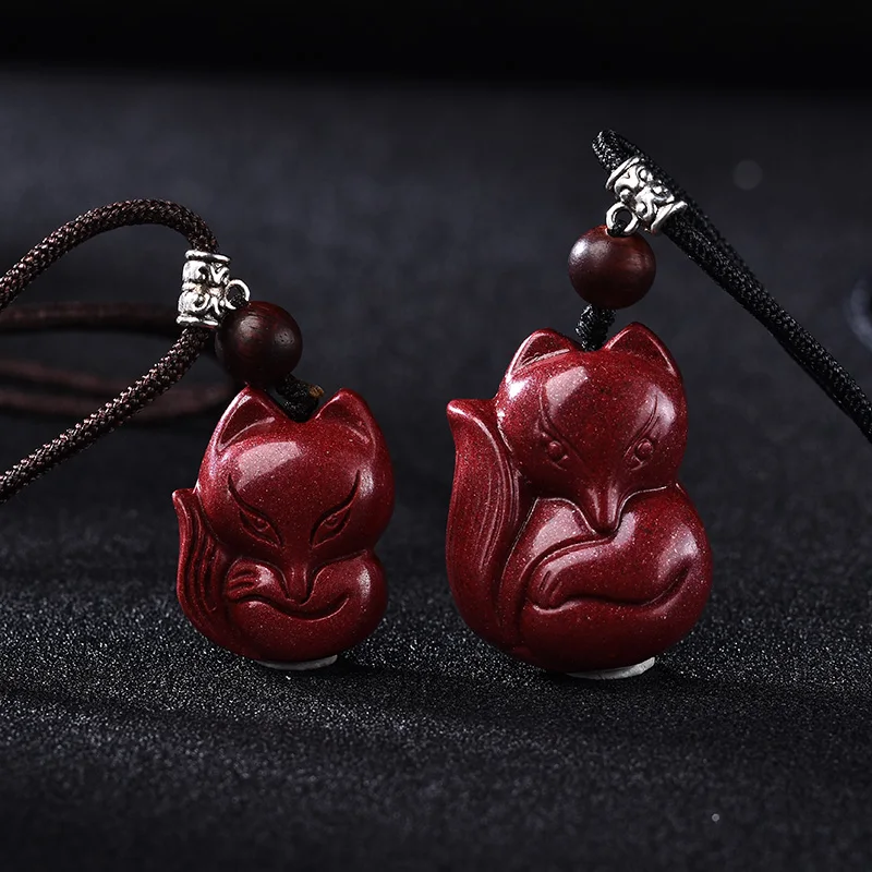 

Natural purple gold cinnabar size fox year pendant female necklace