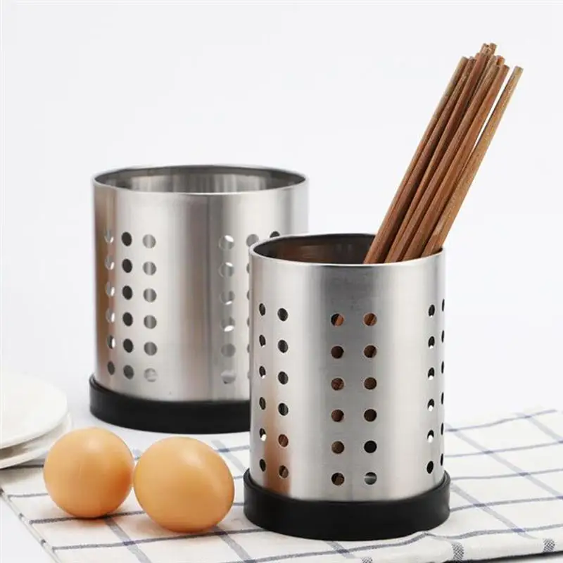 Stainless Steel Chopsticks Holder Spoon Forks Utensil Rack Round Drying Shelf Storage Organizer With Removable Base | Дом и сад