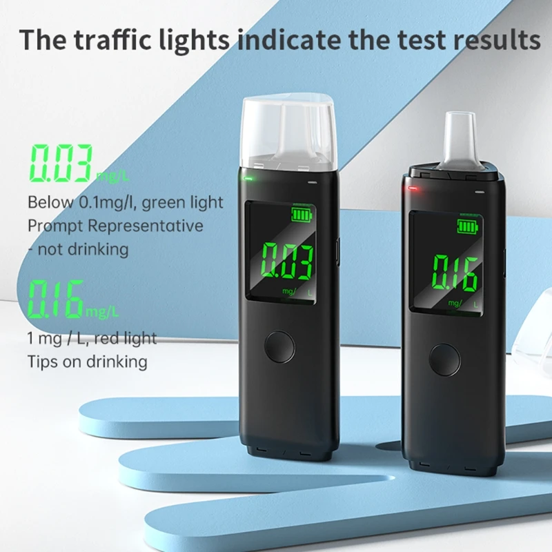 

Blowing Alcohol Breath Tester Breathalyzer LCD Screen Breathalyzer Portable Detector Quick Accuracy Response for Driving