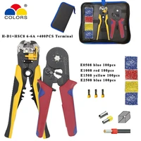 crimping pliers kit tools crimp pliers hsc8 6 6a 0 25 6mm2 with tubular terminals 400pcsbox electrical crimping tool clamp set
