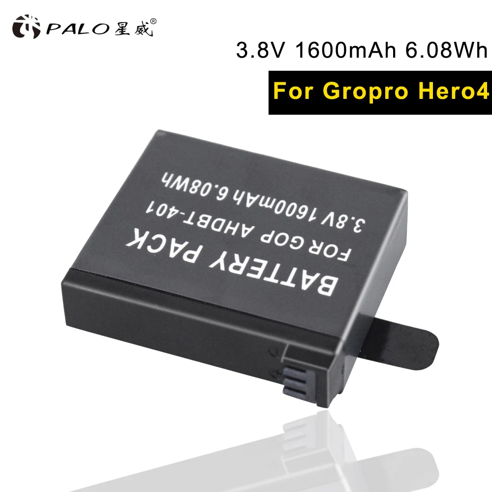 Новинка 2018 г. PALO 1 шт. аккумулятор для цифровой камеры 3 8 в 1600 мАч GoPro HD Hero4 4 + батарея