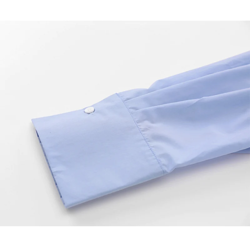 Женское Короткое платье-рубашка с завышенной талией синее простое