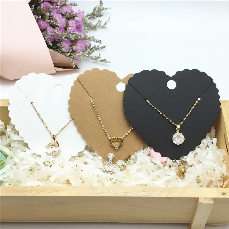 

50PCS Brown/Black/White Color Paper Pendant Packaging Cards Fashion Jewelry Display Necklace Card With OPP Bags