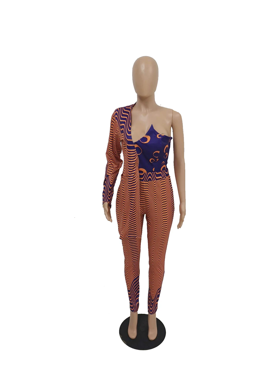 2019 зимний женский комплект на одно плечо с неровным принтом без бретелек