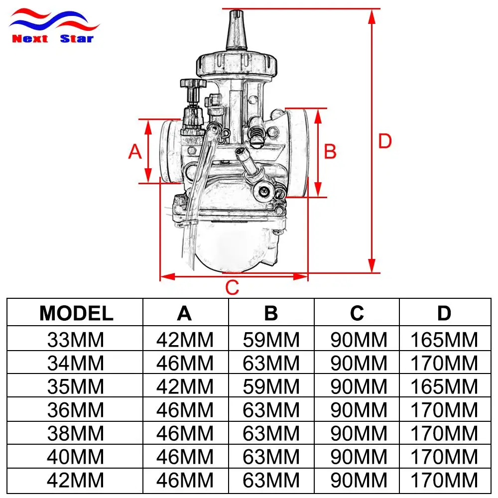 Карбюратор для PWM 33 34 35 36 38 40 42 Keihin PWK алюминиевый с Power Jet оригинальный гоночного Moto