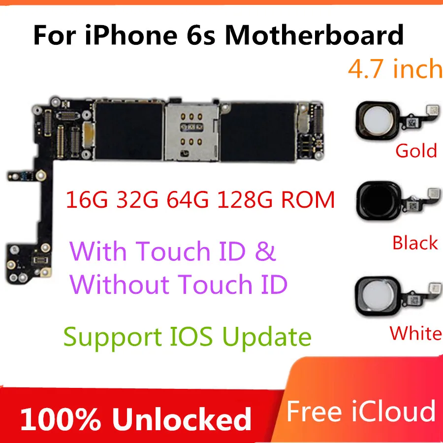 Для iphone 6s материнская плата разблокированная для с/без Touch ID с полным чипом IOS