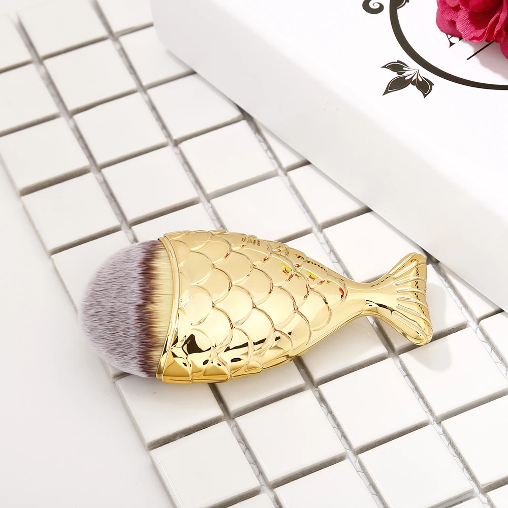 Miss Gorgeous 1pc Fish Shape Makeup Brush Cosmetic Foundation Brushes Beauty Make Up Tool Accessories Pinceaux Maquillaje Gold | Красота и