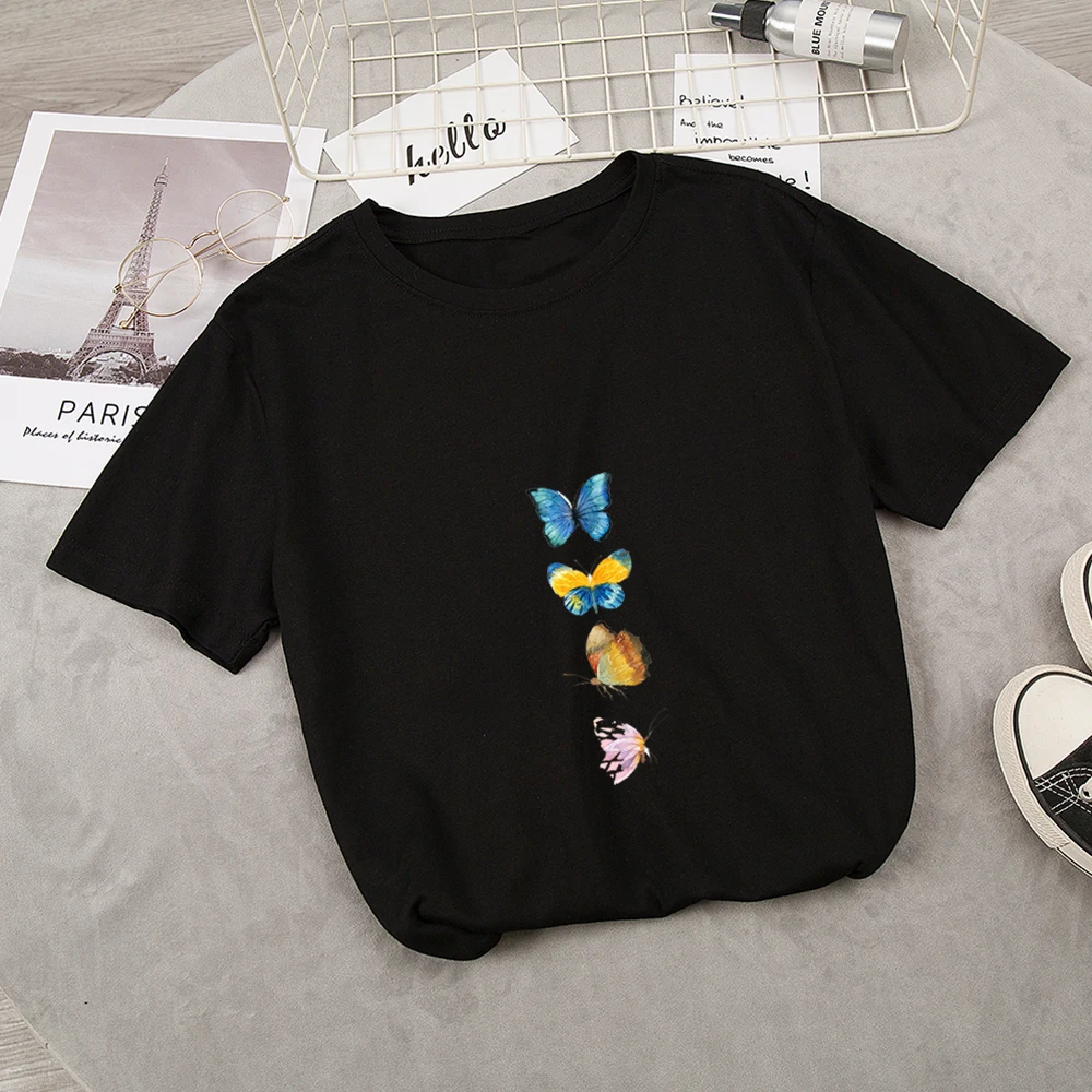 

2020 Summer Fashion T Shirt Girls Aesthetic Tops Short Sleeve 100% Cotton Printing T-shirts Hip Hop Korean Women Clothes Ulzzang