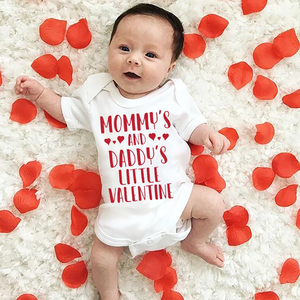 

Mommy's and Daddy's Little Valentine Baby Girls Boys Clothes Summer Short Sleeve Bodysuit Valentine's Day Newborn Baby Gifts