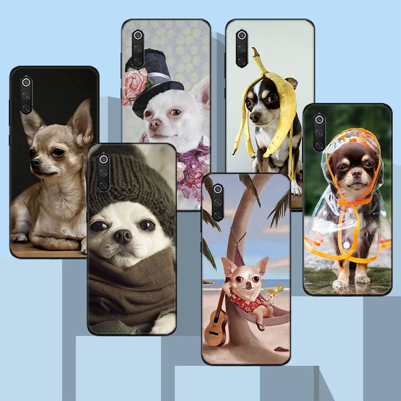 

Chihuahua Puppy Teacup Dogs Black Phone Case For Xiaomi Redmi Note 10 Pro 10S 9S 8T 7 8 9 9A 9C 9T 8A 7A 6A 5 6 Cover Capa
