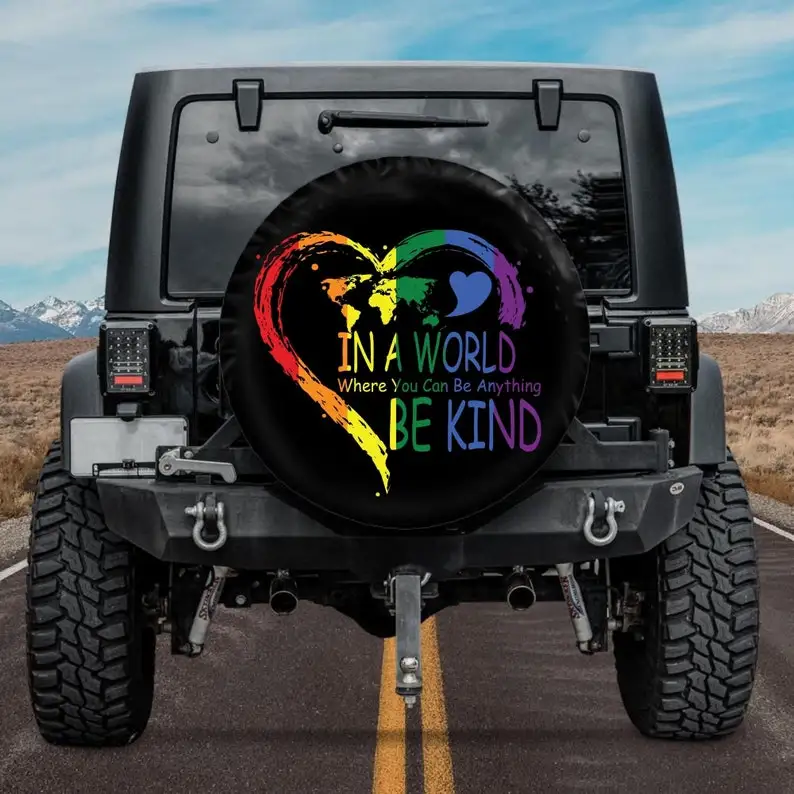 

Spare Tire COVER, LGBT Spare Tire COVER KIND HEART, Jeep Tire COVER Rainbow, Car accessories, Jeep Accessories