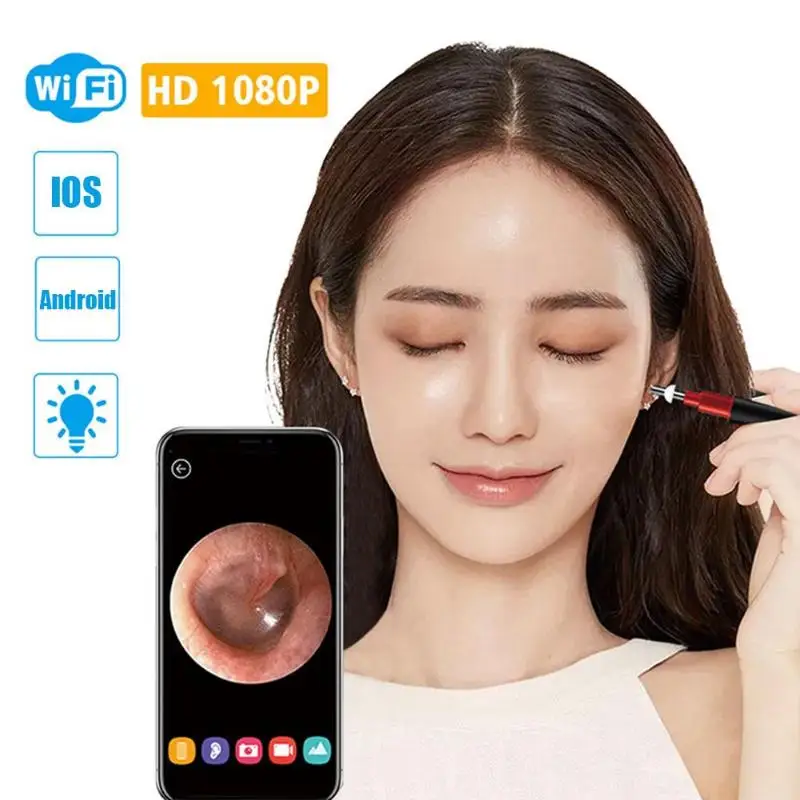 Беспроводной Эндоскоп для чистки ушей Otoscope 1080P HD 3,9 мм беспроводной цифровой эндоскоп для чистки ушей эндоскоп визуальный отоскоп