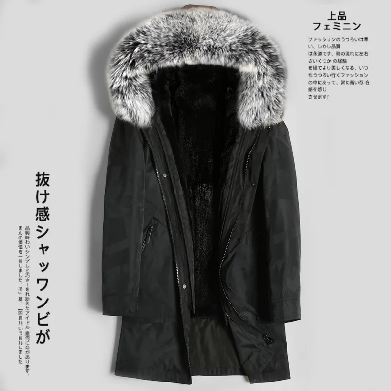 

Natural Liner Fox Real Collar Parka Mink Fur Coat Men Streetwear Warm Parkas Plus Size Jackets YY722