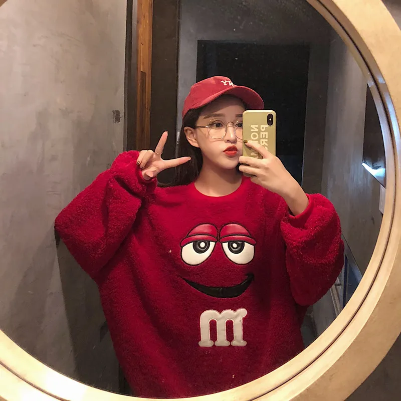 Новинка Женская милая осенняя куртка для девочек зимняя свободная толстовка с