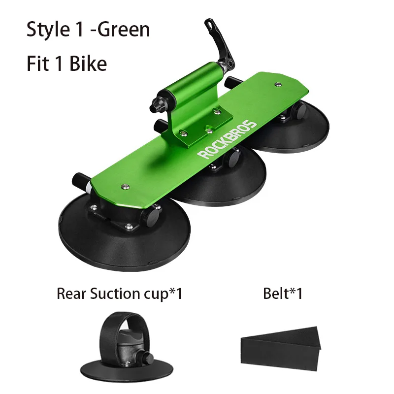 Style 1-Green ROCKBROS Автомобильный багажник на крышу с присоской, велосипедная стойка для горного велосипеда, велосипедная ступица, быстрая установка, Вакуумный патрон, крепежный аксессуар - Цвет: Style 1-Green