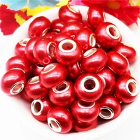10pcs red light color resin murano charms big hole spacer beads for diy craft snake chain bracelet necklace jewelry making bulk