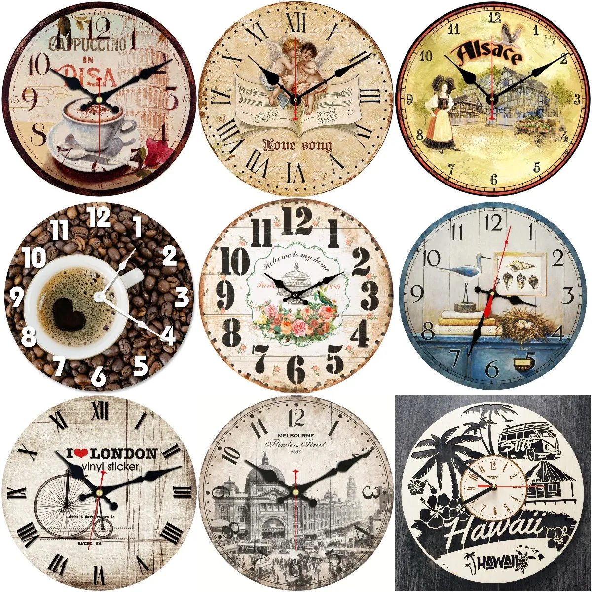 Full Drill Diamond Art Painting Watch Clocks Vintage Mosaic Wall Clock Nordic Style Cross Stich Kit Embroidery Pearl Home Decor
