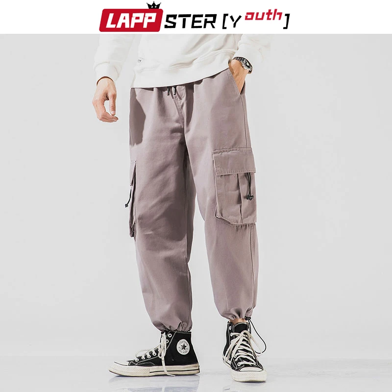 LAPPSTER-Youth Men Baggy Cargo Pants Streetwear 2022 Mens Korean Fashions Casual Sweatpants Male Hip Hop Army Green Sweatpants