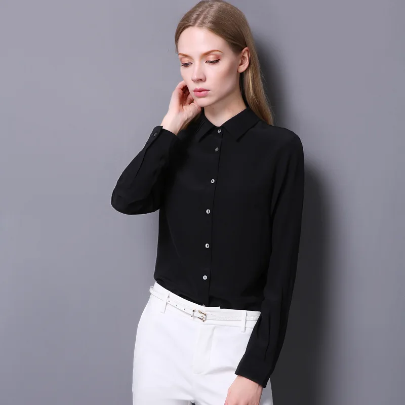 women s blouses and tops silk floral office formal casual shirts plus large size 2019 spring summer Haut femme black tailored