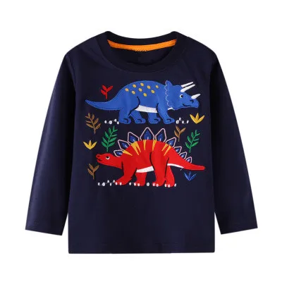 

VIDMID baby Boys dinosaur T-shirt Kids Tees Baby Boy striped t-shirts Children's Long Sleeve 100% Cotton cars trucks clothingW02