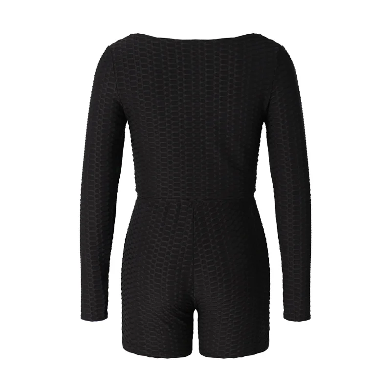 

Tracksuit Women Two Pieces Suit Yoga Sets Solid Color Long Sleeve Round Collar Crop Tops+High Waist Shorts Workout Fitness Sets