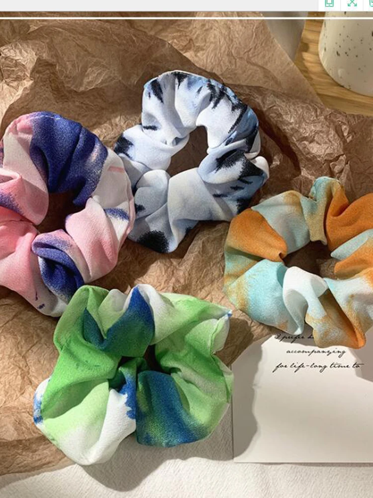 

Fashion Woman Girls Korean Hair Scrunchies Starry Sky Rainbow Hair Bobbles Elastic Hair Ties for Women Ponytail Hair Accessories