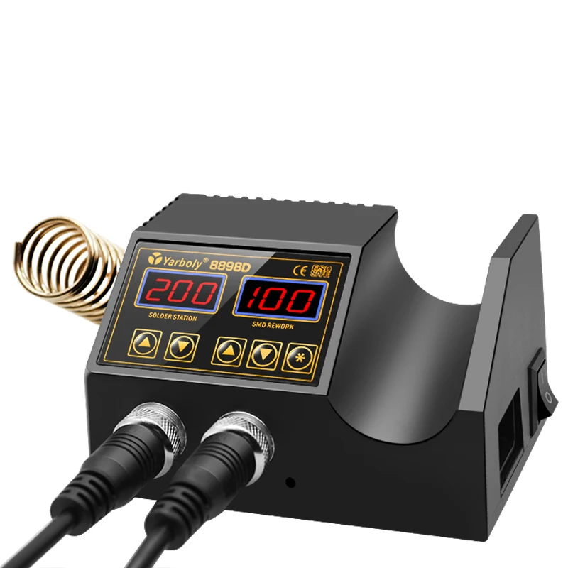 Паяльная станция 2 в 1 с цифровым ЖК-дисплеем термофеном Электрический паяльник