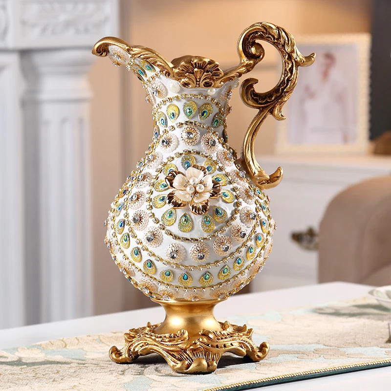 

European Vase Ornaments Living Room Dry Flower Arrangement Retro Creative High-end Luxury TV Cabinet Table Decoration Home