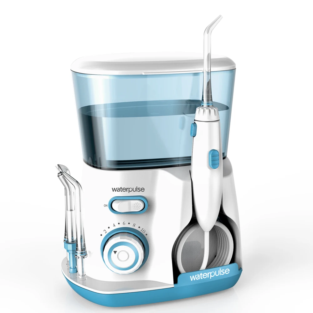 

Waterpulse 12 Pressures Oral Irrigator IPX7 Portable Water Jet Flosser 800ML Water Tank Teeth Cleaner SPA Water Flosser 5pcs Tip