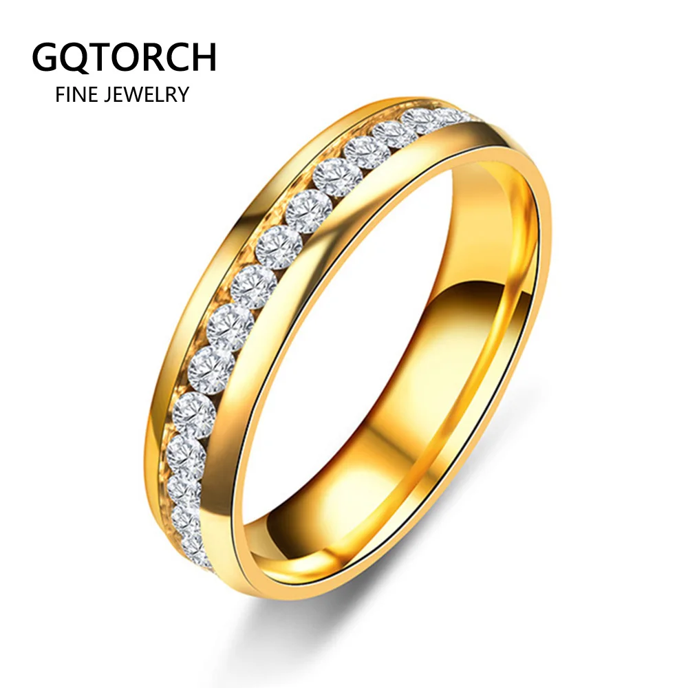 Обручальное кольцо из нержавеющей стали для женщин и мужчин титана 6 мм|crystal wedding