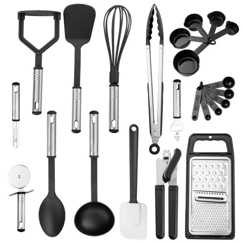 

Silicone Kitchenware Cooking Set Non-stick Cookware Spatula Shovel Spoon Egg Beaters Bread Clip 23 Pcs Kitchen BBQ Tool