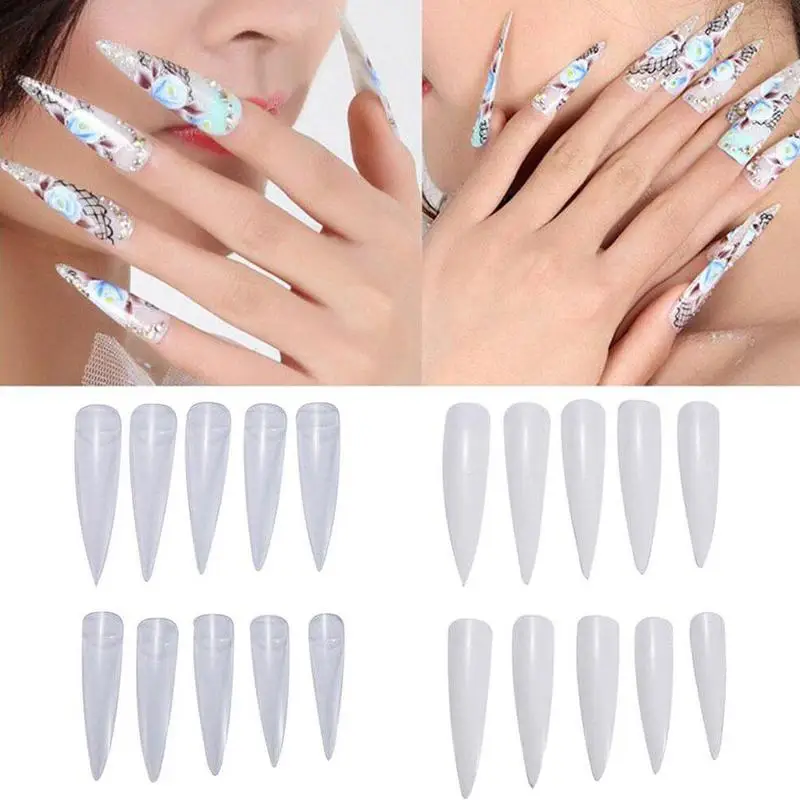 Длинные накладные ногти 10 шт./упак. натуральное/прозрачное покрытие Экстра