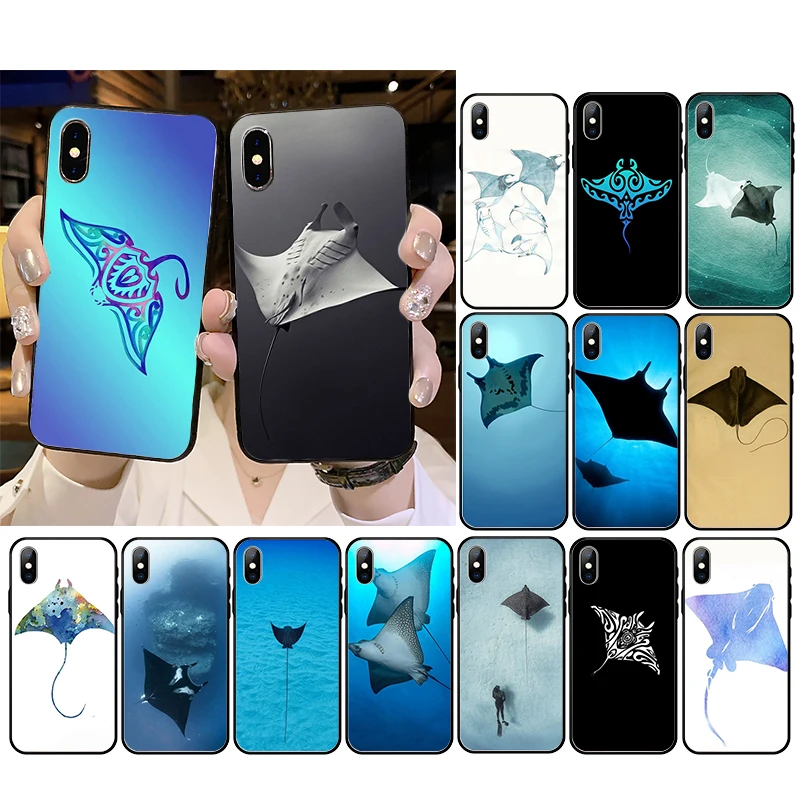 

Ocean Animal Manta Ray Phone Case For iPhone 13 12 11 Pro Max 12Mini XS MAX XR SE2 8 7 Plus X