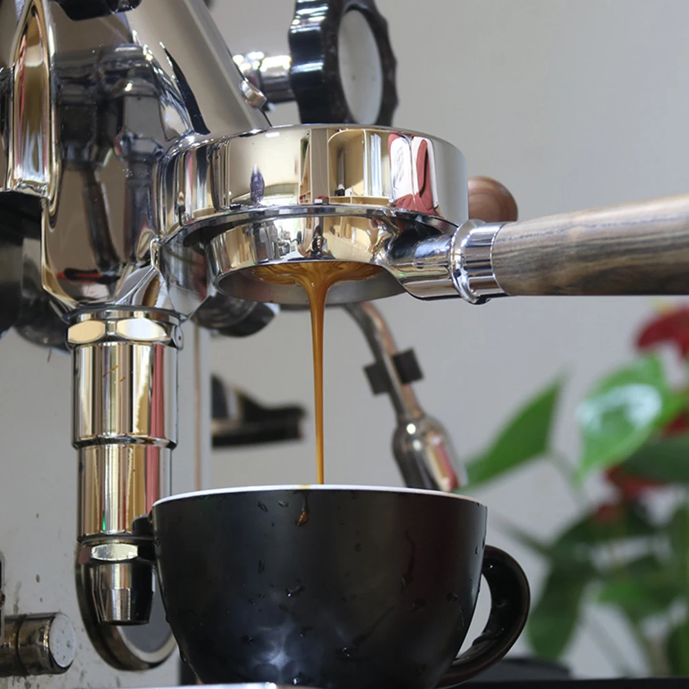 

51mm Stainless Steel Coffee Bottomless Filter Espresso Coffee Machine Handle Solid Wood Coffee Filter Portable Filter Basket