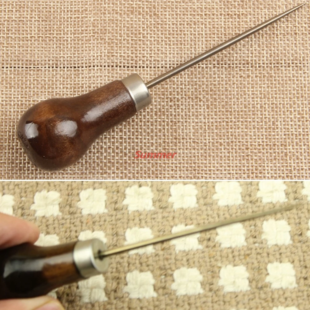 

1Pc Popular Professional Leather Wood Handle Awl Tools For Leathercraft Stitching Sewing Accessories