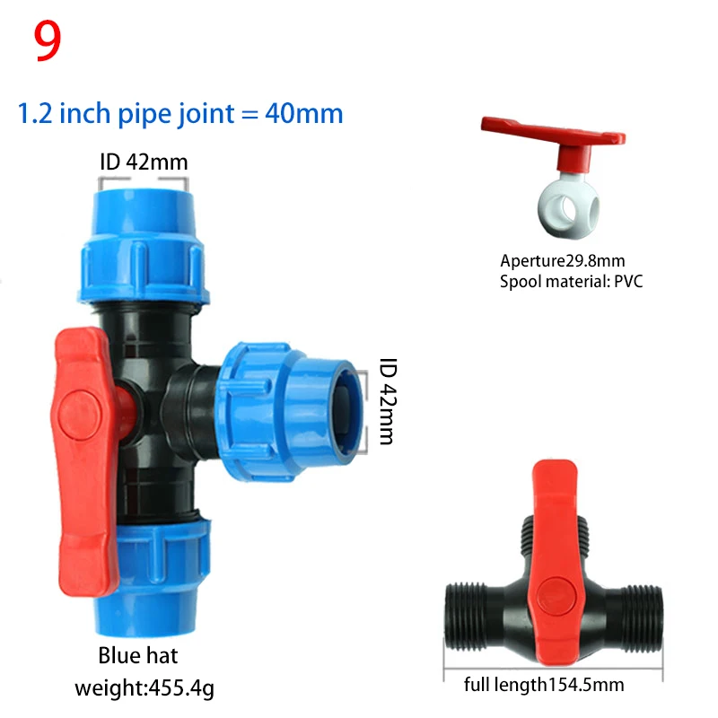 3-ходовой шаровой кран из ПВХ для капельного орошения клапан воды запорный