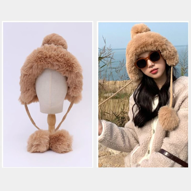 

lei Feng Hat Leopard Print pompom Wool Hat Lovely Knitted Hat Warm Wild Personality Hat Outdoor Fall Winter Snow Ski
