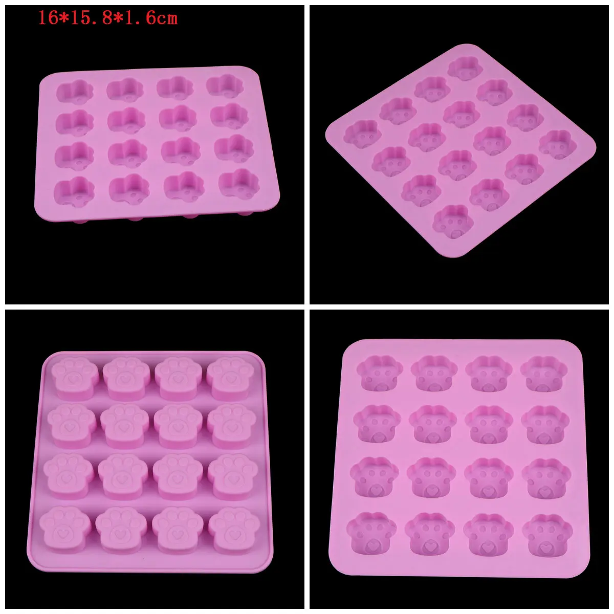 DIY16 holes Pink Pet Cat Dog Paws Silicone Mold Fondant Cake Decorative Tools Cookie Chocolate Mould | Дом и сад