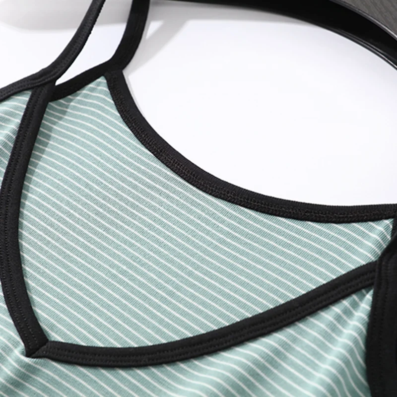 

2020 Top Women Sexy Striped Summer Tank Tops for Lady Fitness V-neck Beach Cover up Stretchable 6 Colors tshirt