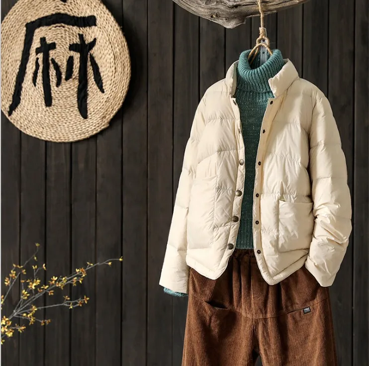 

Women Down Jacket Thin 2020 Autumn And Winter New Coat Ladies Short Stand-Up Collar Loose MY254