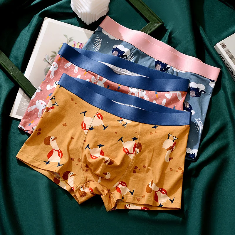 

New Cartoon Print Sexy Men's Panties Boxers Shorts Underpants Breathable Men Antibacterial Underwear Boxer Men Interior Hombre