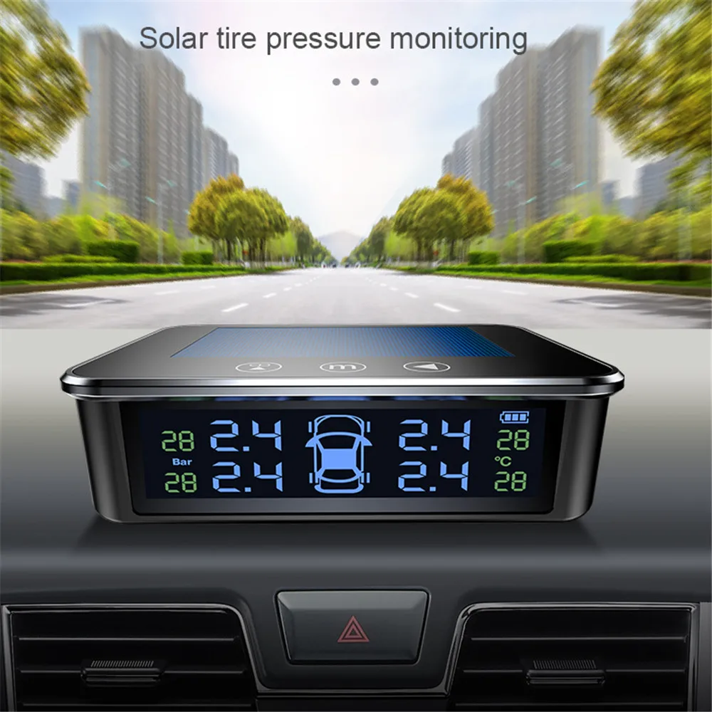 

Sikeo Solar Power TPMS Tyre Pressure Sensor Temperature Warning Fuel Save Car Tire Pressure Monitor System