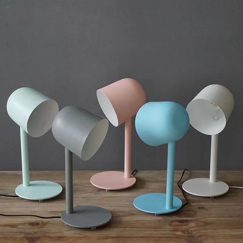 Скандинавские Макарон металлические настольные лампы для спальни прикроватная